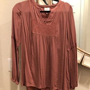 Knox Rose womens L blouse dusty rose color
